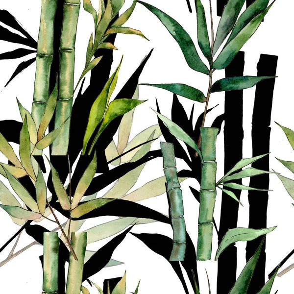Bamboo tree pattern in a watercolor style.