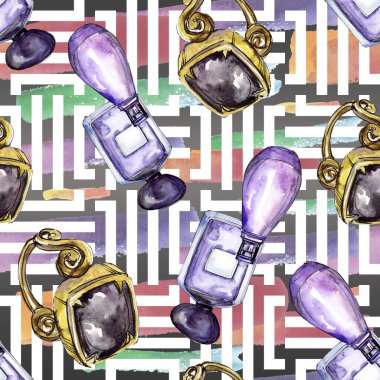 Moda kroki glamour çizimde bir suluboya stil izole öğesi. Sorunsuz arka plan deseni.