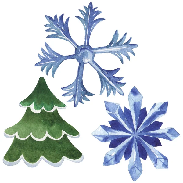 크리스마스의 상징은 따로 떨어져 있다. 수채 색 배경 삽화 세트. 격리 된 겨울 삽화 요소. — 스톡 사진