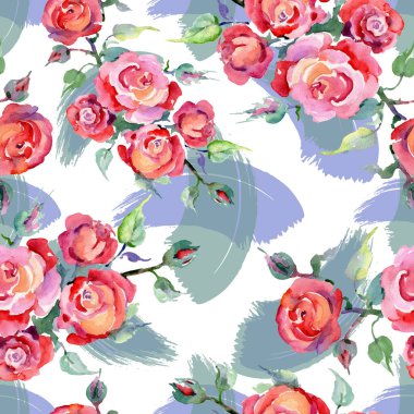 Buket çiçek botanik çiçekler. Suluboya arka plan illüstrasyon küme. Sorunsuz arka plan deseni.