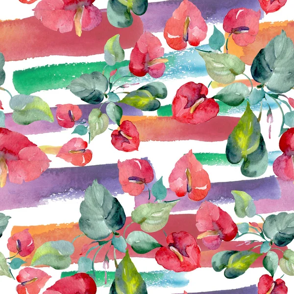 Blumenstrauß botanische Blumen. Aquarell Hintergrundillustration Set. nahtloses Hintergrundmuster. — Stockfoto