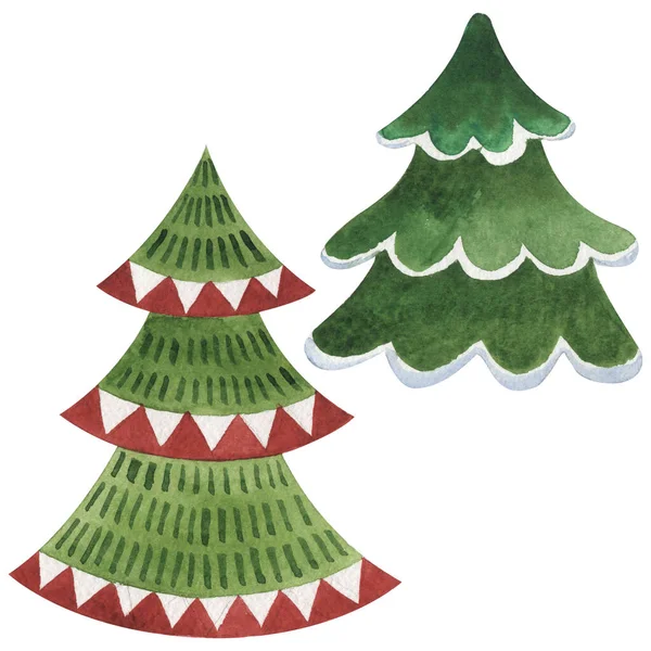 크리스마스의 상징은 따로 떨어져 있다. 수채 색 배경 삽화 세트. 격리 된 겨울 삽화 요소. — 스톡 사진