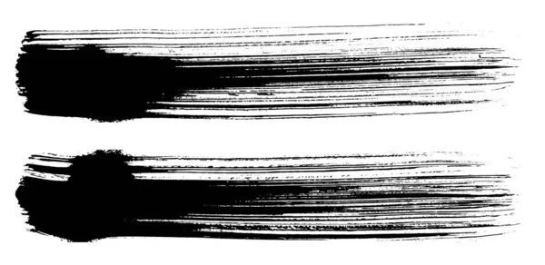 Soyut siyah fırça şeridi. Siyah beyaz işlemeli mürekkep sanatı. İzole fırça tasarımı illüstrasyon ögesi. — Stok Vektör