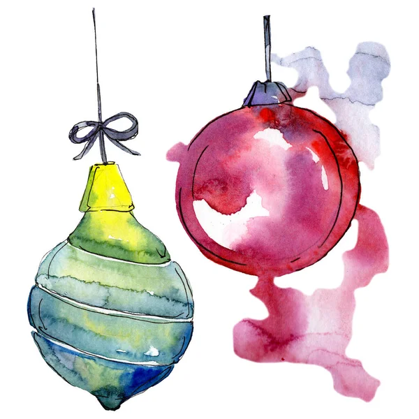 Natal símbolo de férias de inverno isolado. Conjunto de fundo aquarela. Isolado elemento ilustração de Natal . — Fotografia de Stock