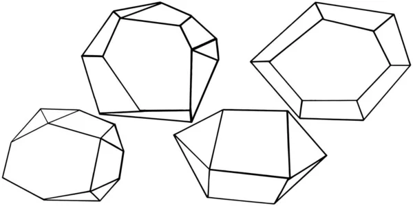 Gioielli vettoriali diamante minerale roccia. Elemento di illustrazione isolato. Inchiostro inciso in bianco e nero arte . — Vettoriale Stock