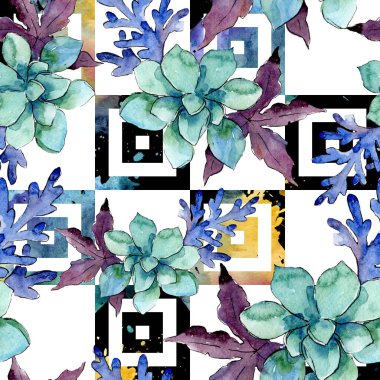 Çiçek botanik çiçek kompozisyon. Suluboya arka plan illüstrasyon seti. Kesintisiz arka plan deseni.