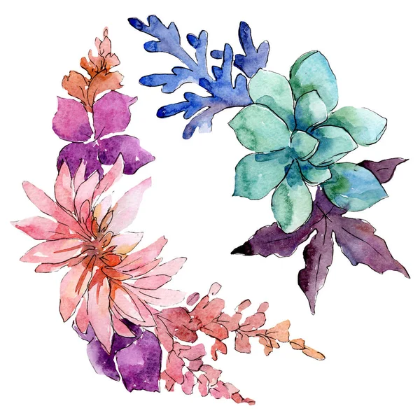 Bloem samenstelling. Floral botanische bloemen. Aquarel achtergrond set. Geïsoleerde boeketten illustratie element. — Stockfoto