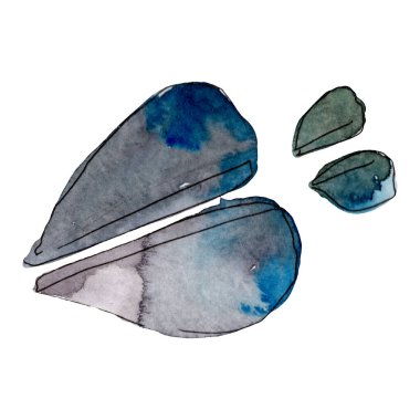 İnek toynaklı çiftlik hayvanı izole edilmiş. Suluboya arkaplan çizimi. İzole inek illüstrasyon elementi.