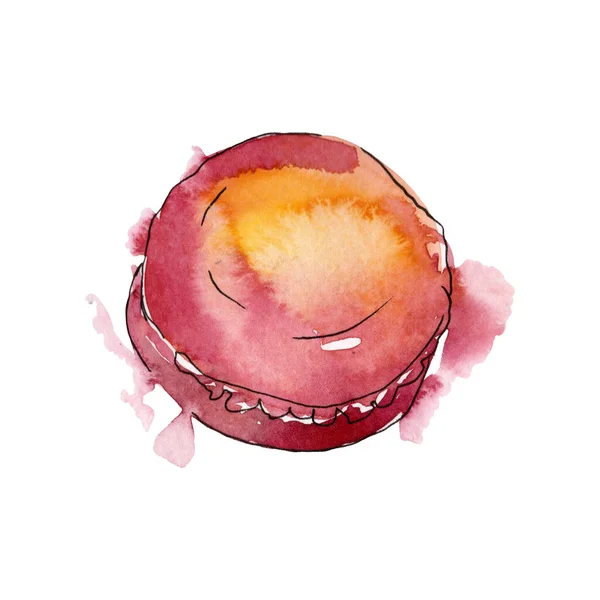 Macaron savoureux dans un style aquarelle. Jeu d'illustration de fond. Aquarelle dessin mode aquarelle isolé . — Photo