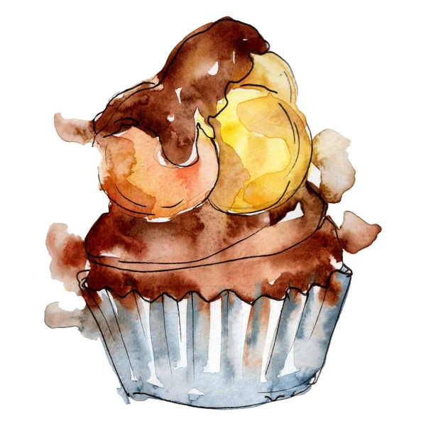 Gâteau savoureux dans un style aquarelle. Jeu d'illustration de fond. Aquarelle dessin mode aquarelle isolé . — Photo