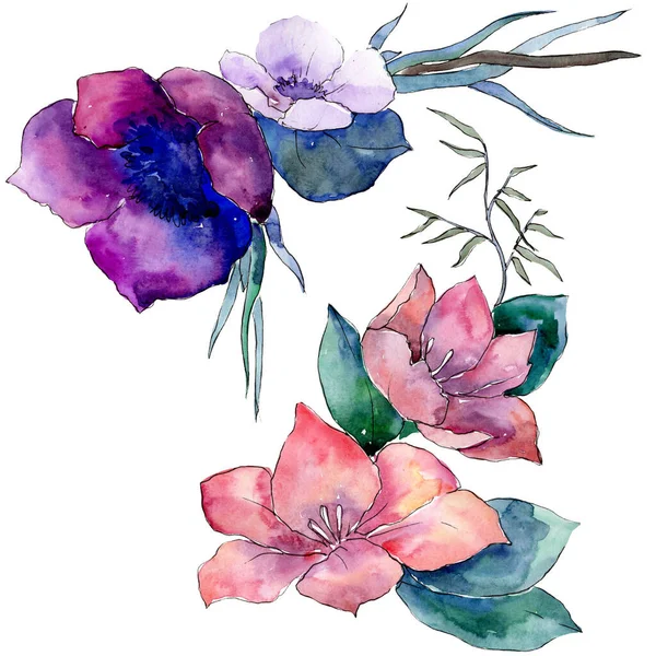 Bouquet floral botanical flowers. Watercolor background illustration set. Isolated bouquet illustration element. — Stock Photo, Image