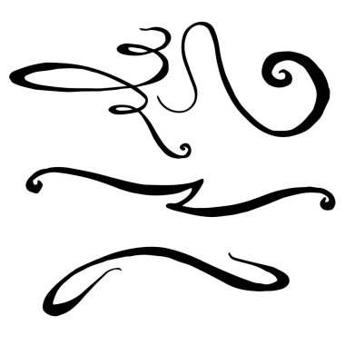 Vektör monogram hat ögesi. Siyah beyaz işlemeli mürekkep sanatı. İzole monogranms çizim elementi.