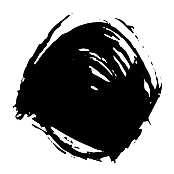 Vector Círculo de cepillo negro abstracto. Tinta grabada en blanco y negro. Elemento ilustrativo de trazo de pincel de tinta aislado . — Archivo Imágenes Vectoriales
