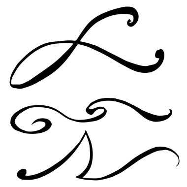 Vektör monogram hat ögesi. Siyah beyaz işlemeli mürekkep sanatı. İzole monogranms çizim elementi.