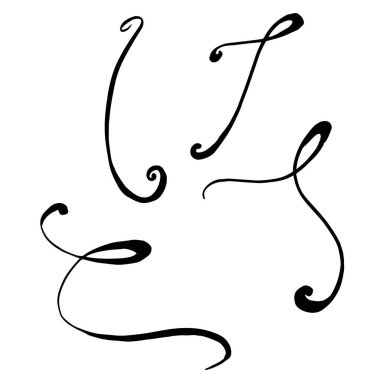 Vektör monogram hat ögesi. Siyah beyaz işlemeli mürekkep sanatı. İzole monogranms çizim elementi.