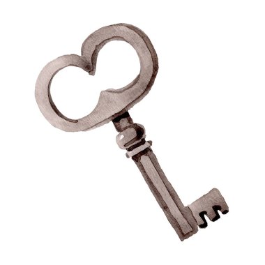 Yalıtılmış eski anahtar illüstrasyon öğesi. Suluboya arka plan illüstrasyon seti. Yalıtılmış anahtarlar illüstrasyon öğesi.