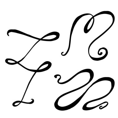 Vektör monogram hat ögesi. Siyah beyaz işlemeli mürekkep sanatı. İzole monogranms çizim elementi.