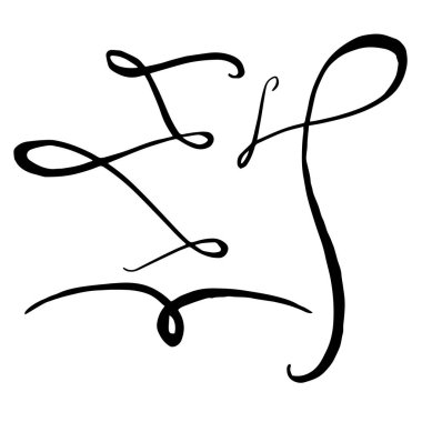 Vektör monogram hat ögesi. Siyah beyaz işlemeli mürekkep sanatı. İzole monogranms çizim elementi.