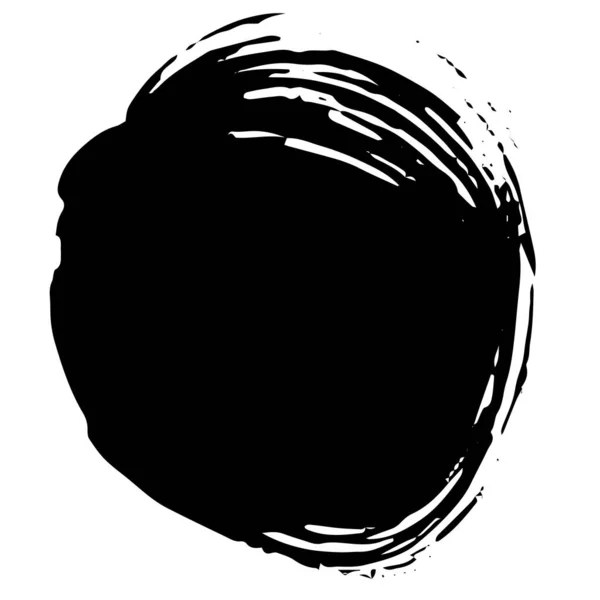 Vector Abstrakt svart pensel cirkel. Svart och vit graverad bläckkonst. Isolerat bläck pensel stroke illustration element. — Stock vektor