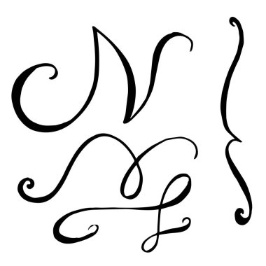 Vektör monogram hat ögesi. Siyah beyaz işlemeli mürekkep sanatı. İzole monogranms çizim elementi.