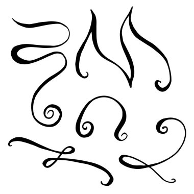 Vektör monogram hat ögesi. Siyah beyaz işlemeli mürekkep sanatı. İzole monogranms çizim elementi.