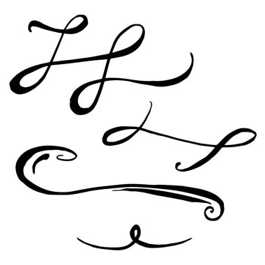 Vektör monogram hat ögesi. Siyah beyaz işlemeli mürekkep sanatı. İzole monogranms çizim elementi.