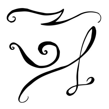 Vektör monogram hat ögesi. Siyah beyaz işlemeli mürekkep sanatı. İzole monogranms çizim elementi.