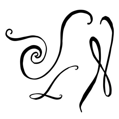 Vektör monogram hat ögesi. Siyah beyaz işlemeli mürekkep sanatı. İzole monogranms çizim elementi.