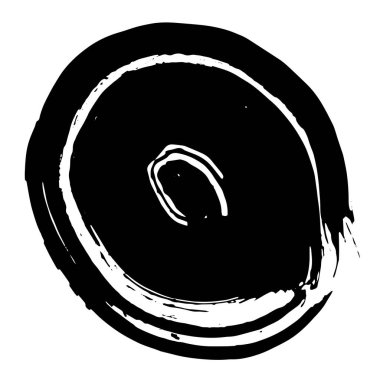 Soyut siyah fırça darbesi. Siyah beyaz işlemeli mürekkep sanatı. İzole edilmiş mürekkep fırçası çizgili çizim elementi.