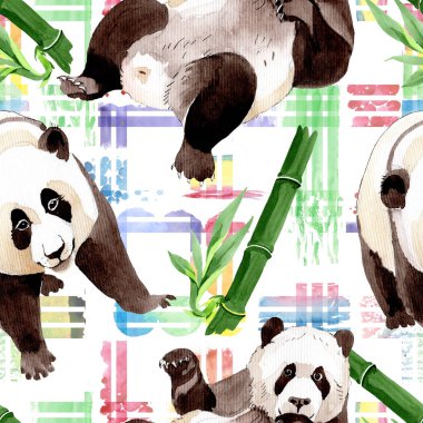 Egzotik vahşi hayvan izole edilmiş. Suluboya arkaplan çizimi. Kusursuz arkaplan deseni.