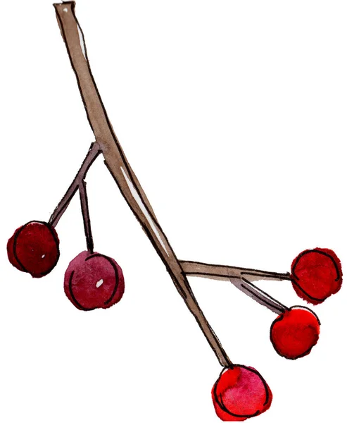 크리스마스의 상징은 따로 떨어져 있다. 수채 색 배경 설정. 고립된 장식물 삽화 요소. — 스톡 사진