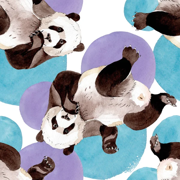 Экзотические панды дикие животные изолированы. Набор акварельных фонов. Бесшовный рисунок фона . — стоковое фото