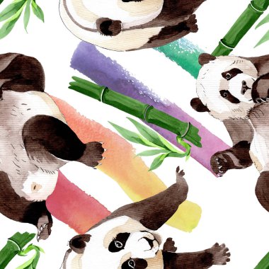 Egzotik vahşi hayvan izole edilmiş. Suluboya arkaplan çizimi. Kusursuz arkaplan deseni.