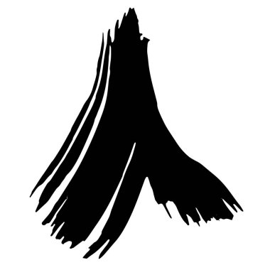 Soyut siyah fırça darbesi. Siyah beyaz işlemeli mürekkep sanatı. İzole edilmiş mürekkep fırçası çizgili çizim elementi.