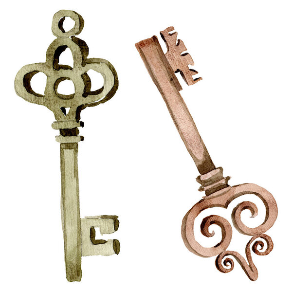 Изолированный старый ключевой элемент иллюстрации. Набор акварельных фонов. Элемент иллюстрации изолированных клавиш
.