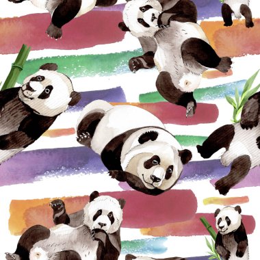 Egzotik vahşi hayvan izole edilmiş. Suluboya arkaplan çizimi. Kusursuz arkaplan deseni.