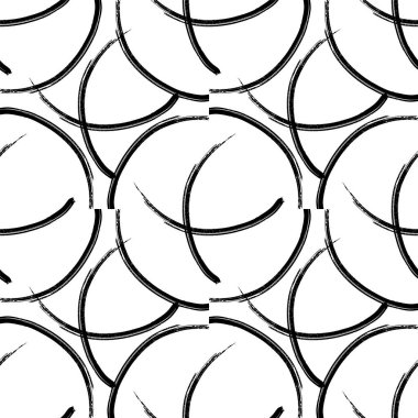 Vektör Soyut siyah fırça kıvırcık. Siyah ve beyaz oyulmuş mürekkep sanatı. Kesintisiz arka plan deseni.