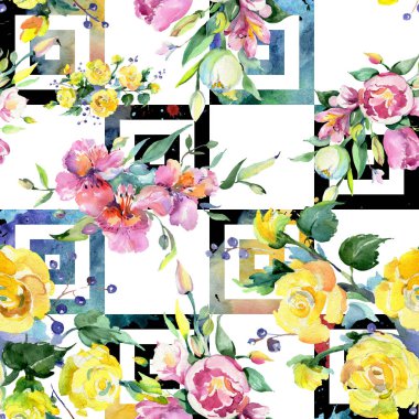 Egzotik yusufçuk vahşi böcek. Suluboya arka plan illüstrasyon seti. İzole yusufçuk illüstrasyon elemanı.