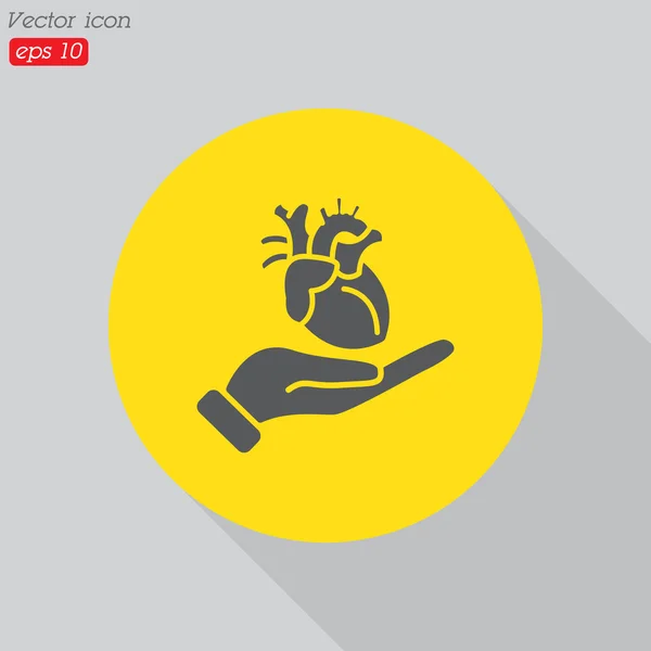 Heart in hand icon