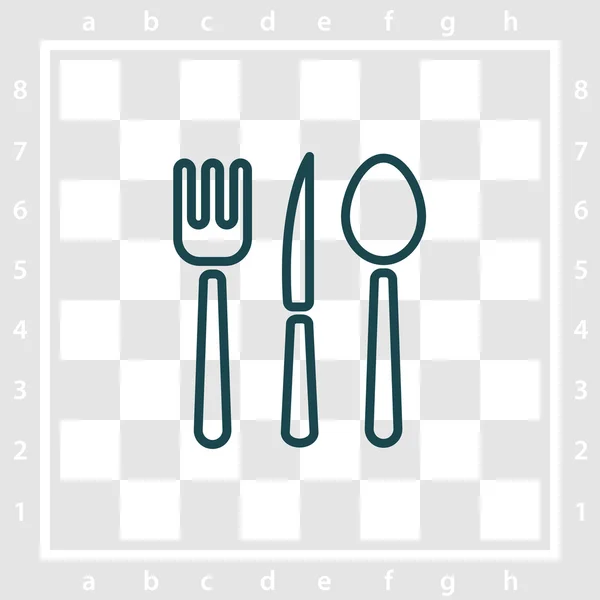 Tenedor, cuchara y cuchillo icono — Vector de stock