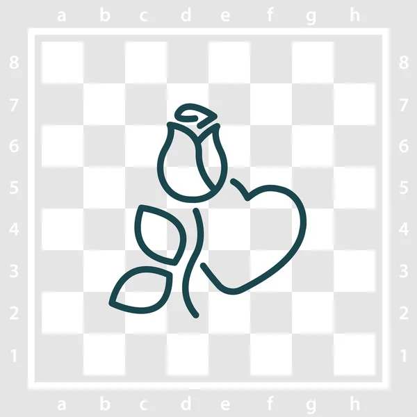 Icono de Rosa y corazón — Archivo Imágenes Vectoriales