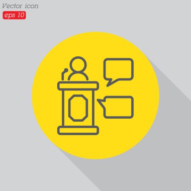 Tribünden hatip konuşuyor. 