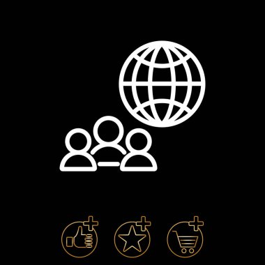 Grup insanlar ve küre simgesi