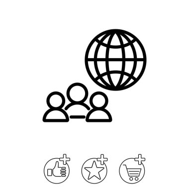 Grup insanlar ve küre simgesi