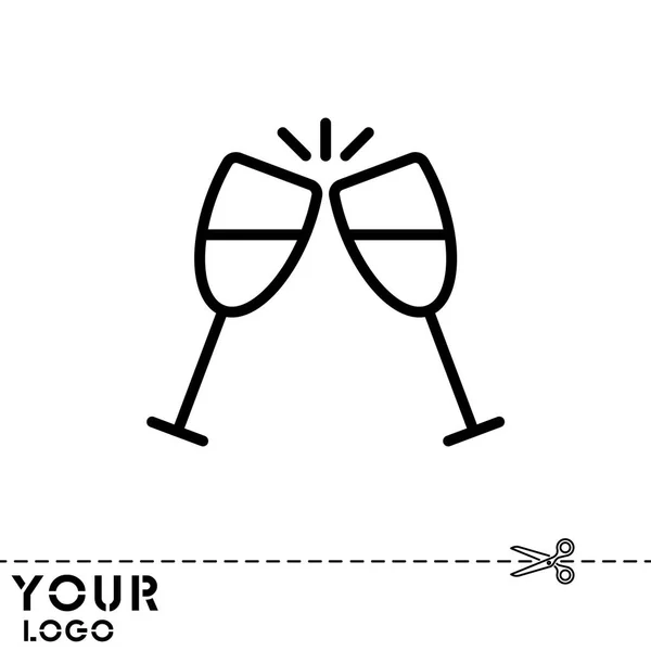 Verres de champagne icône — Image vectorielle