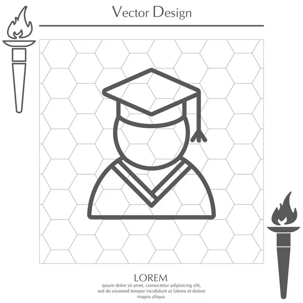 Icono de línea de tapa de graduación — Vector de stock