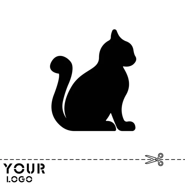 Silhouet van kat-pictogram — Stockvector