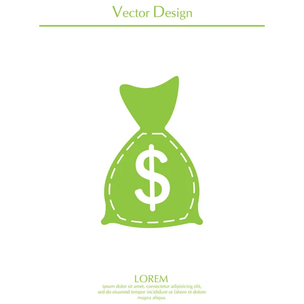 Bolsa con icono de dinero — Vector de stock