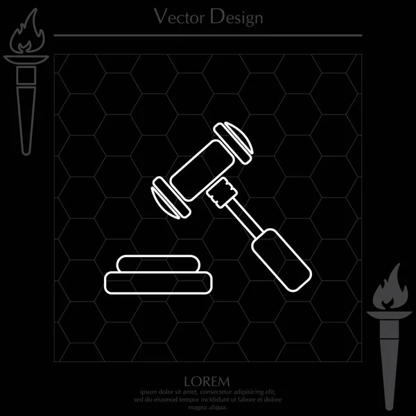 Línea de martillo icono — Vector de stock