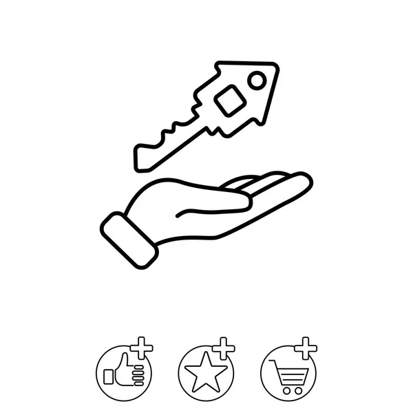 Schlüssel in der Hand Symbol — Stockvektor